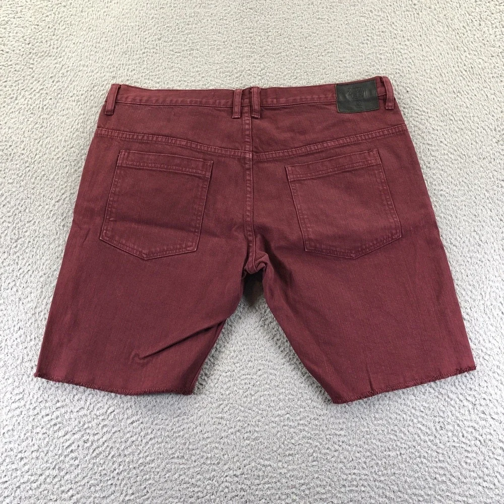 Stussy Shorts Mens 36 Burgundy Jeans Denim Cut Off Slim Jeans 5 Pocket Jorts
